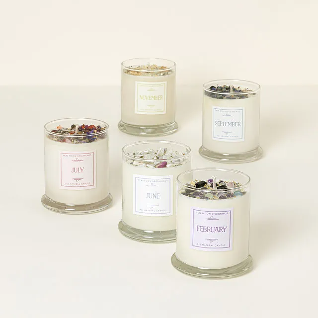 Birth Month Gemstone & Flower Candle