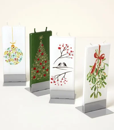Hand-painted Holiday Flat Candle