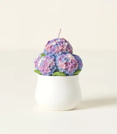 Hand-painted Hydrangea Candle
