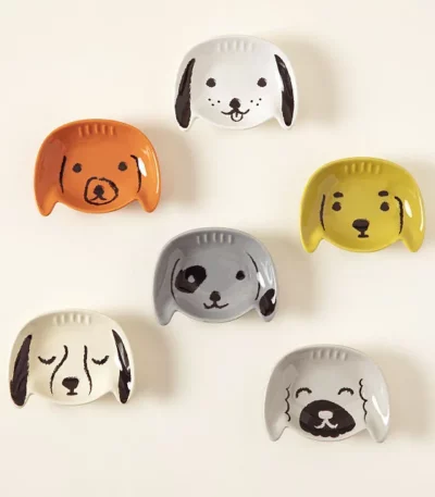 Little Dog Snack Dishes - Set Of 6