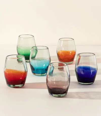 Multicolor Ombre Stemless Wine Glass Set