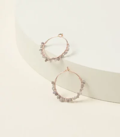 Pink Rough Diamond Hoop Earrings