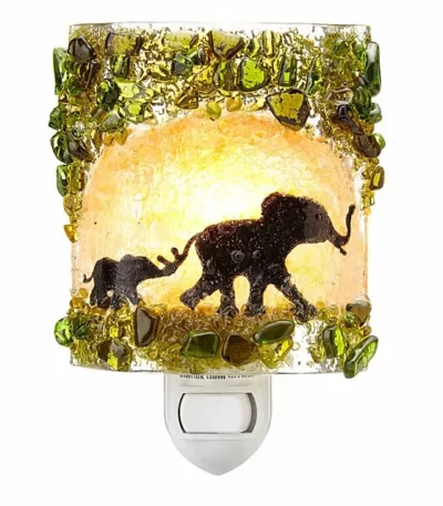 Recycled Glass Elephants Night Light