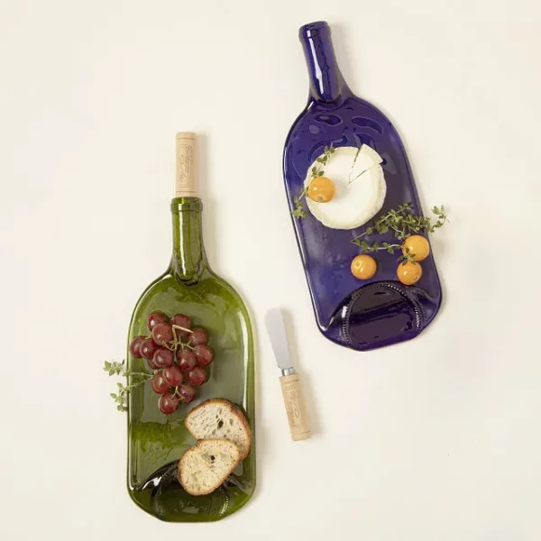 Recycled Wine Bottle Platter With Spreader