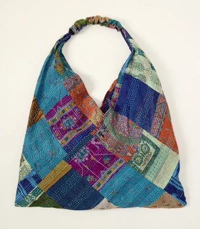 Repurposed Patchwork Silk Sari Tote 1