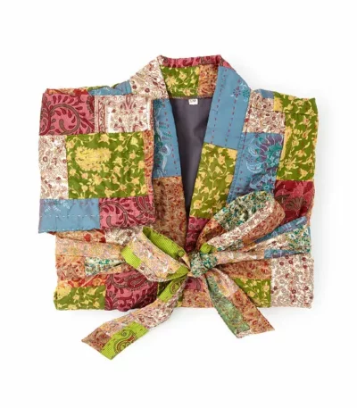 Repurposed Silk Sari Kantha Robe
