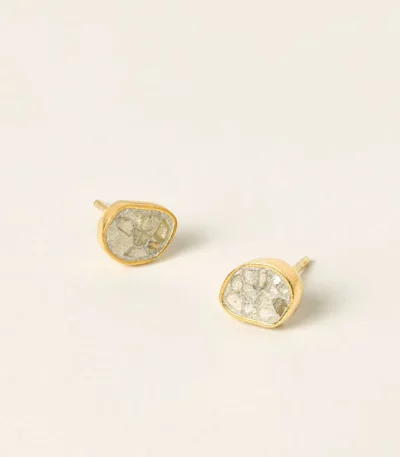 Sliced Raw Diamond Stud Earrings