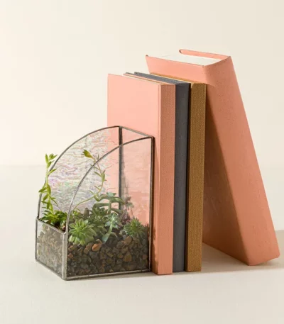 Stained Glass Terrarium Bookend