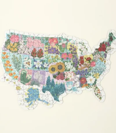 State Flower Usa Map Puzzle