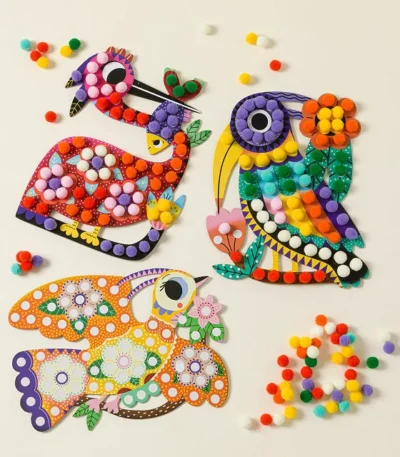 Vibrant Birds Pre-k Pom Pom Craft