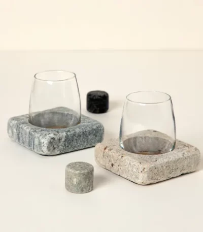 Wine Chilling Coasters With Glasses - Set Of 2