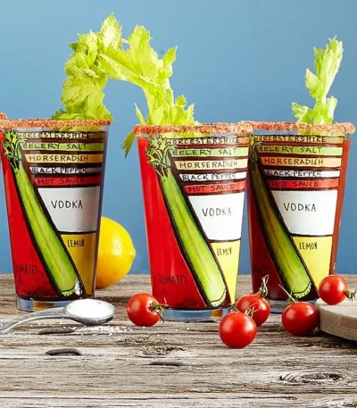 Bloody Mary Diagram Glassware - Set Of 2