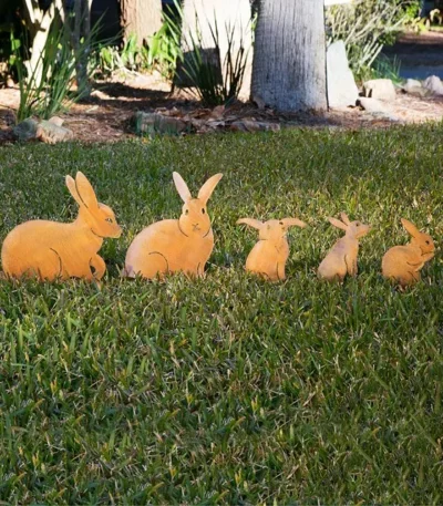 Bunny Family Garden Sculptures - Set Of 5