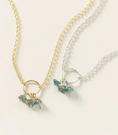Delicate Raw Blue Diamond Necklace