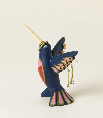 Hand Painted Ceramic Hummingbird Jewelry Holder