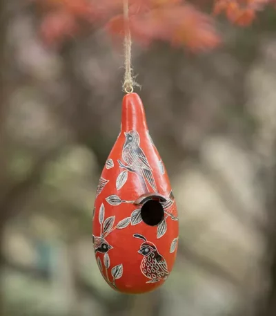 Handcarved Gourd Bird House