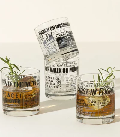 Headlines Of History Whiskey Glasses