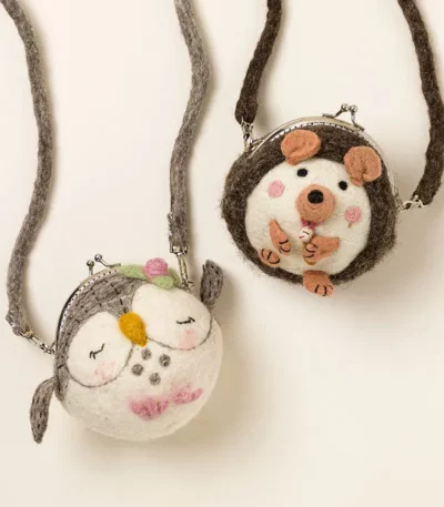 Kids Handmade Felted Animal Purse