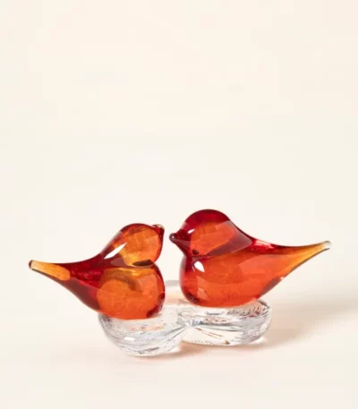 Lovebirds Glass Desktop Sculpture