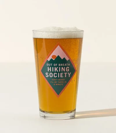 Out Of Breath Hiking Society Pint Glass
