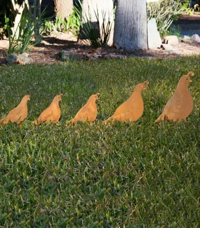 Quail Set Garden Sculpture