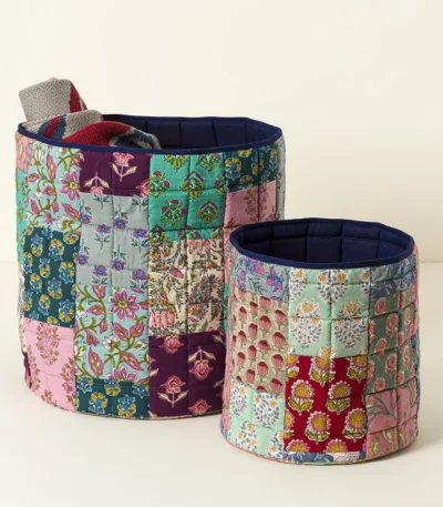 Re-purposed Sari Quilted Baskets