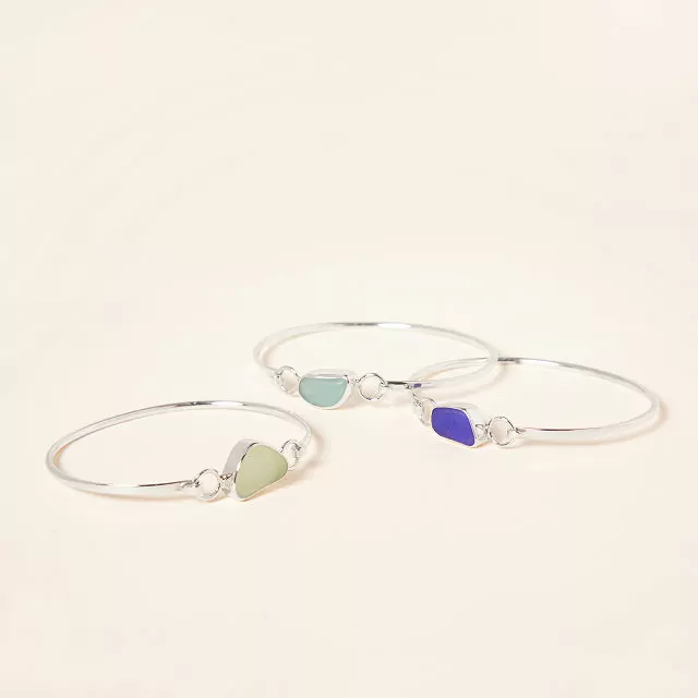 Handmade Gifts 84 Sea Glass Hinge Bangle Bracelet