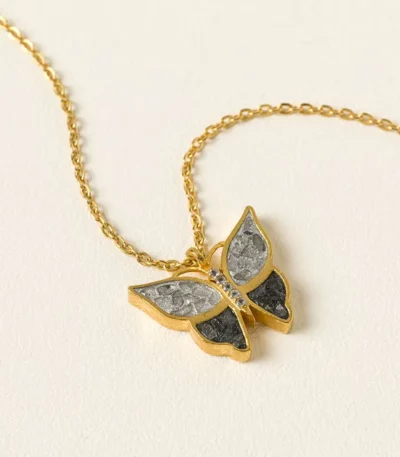 Sliced Raw Diamond Butterfly Necklace
