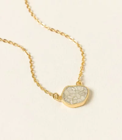 Sliced Raw Diamond Pebble Necklace