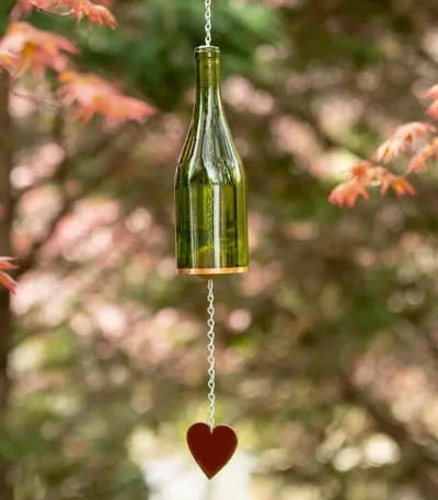 Upcycled Wine Bottle Heart Chime