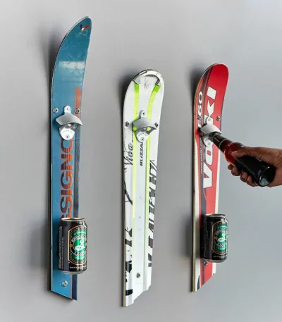 Wall Mounted Recycled Ski Bottle Opener