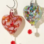 Hand-blown Heart Hummingbird Feeder 2