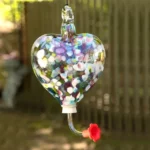 Hand-blown Heart Hummingbird Feeder 3