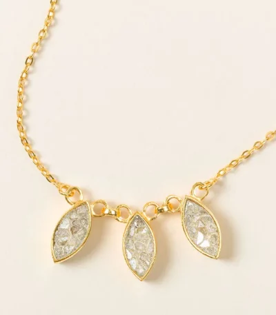 Sliced Raw Diamond Trio Necklace