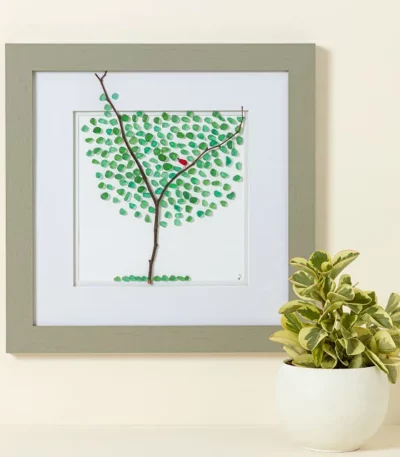 When Cardinals Appear Memorial Beach Glass Art