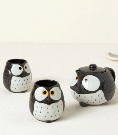 Ceramic Owl Tea Set