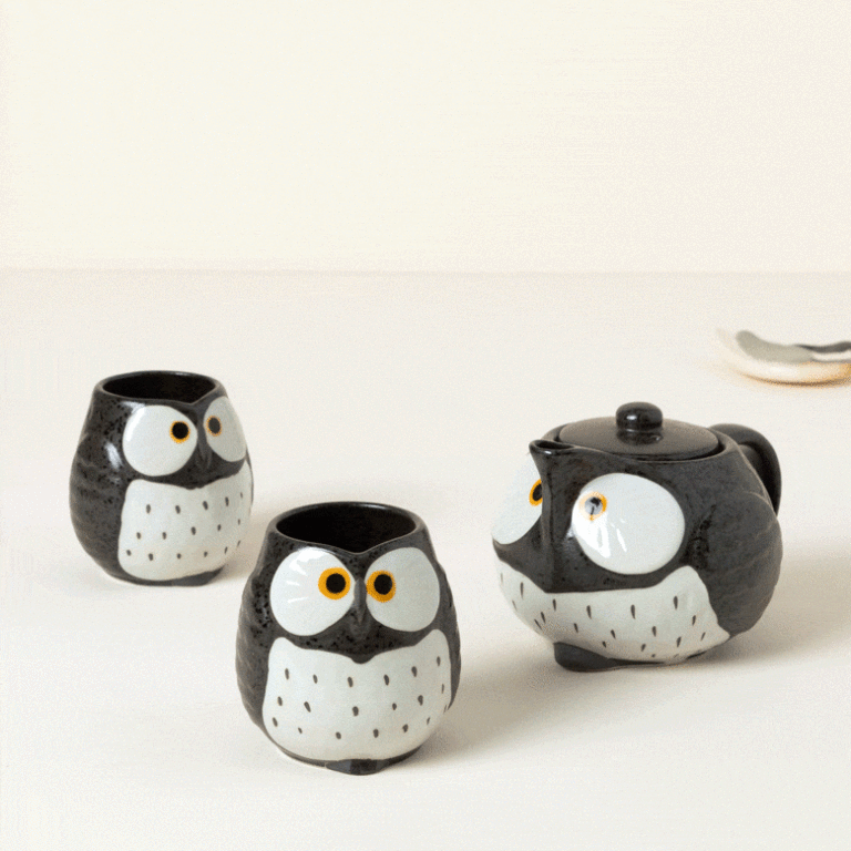 Handmade Gifts 31 Ceramic Owl Tea Set