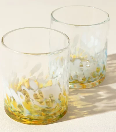Sun & Sky Handblown Rocks Glasses - Set Of 2