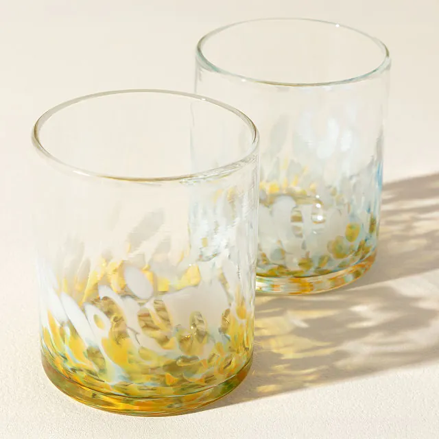Handmade Gifts 28 Sun & Sky Handblown Rocks Glasses - Set Of 2
