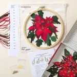 Beginners Poinsettia Embroidery By Numbers Kit 1