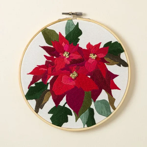 Beginners Poinsettia Embroidery By Numbers Kit