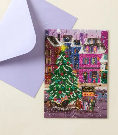Christmas On The Square Puzzle Greeting Card