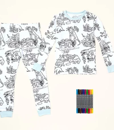 Dinosaur Color In Pajamas