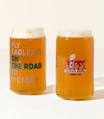 Eagles Super Bowl Lix Champions Can Glass Set