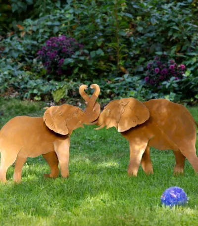 Elephants Intertwined Garden Sculpture Set