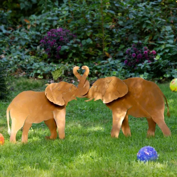 Elephants Intertwined Garden Sculpture Set