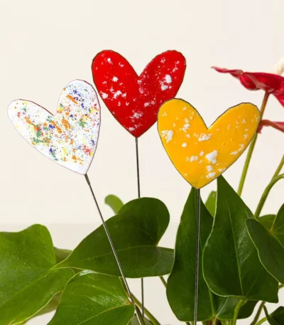 Enamel Copper Hearts Garden Stakes