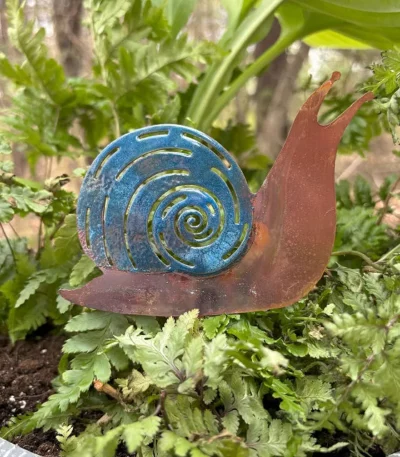 Enamel Copper Snail Garden Stakes