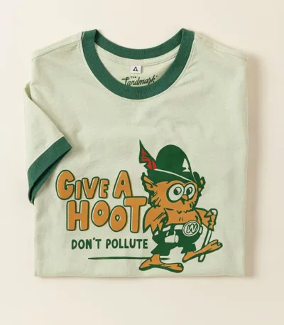 Give A Hoot Don't Pollute Kids Retro Ringer Tee