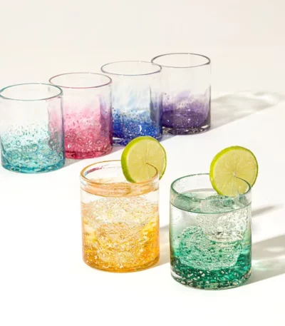 Handblown Mica Rocks Glasses